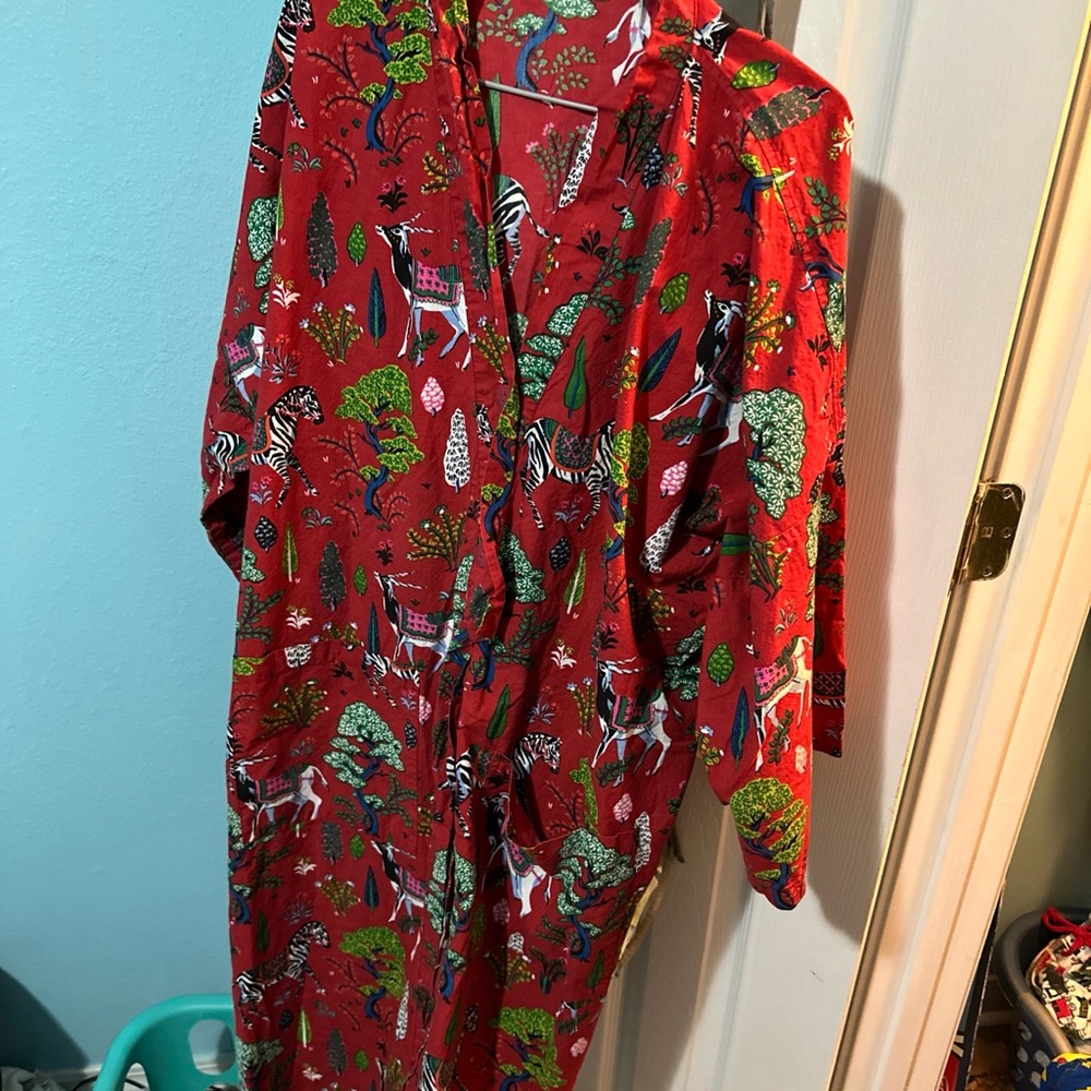 Printfresh Red And Green Patterned Robe - image 1
